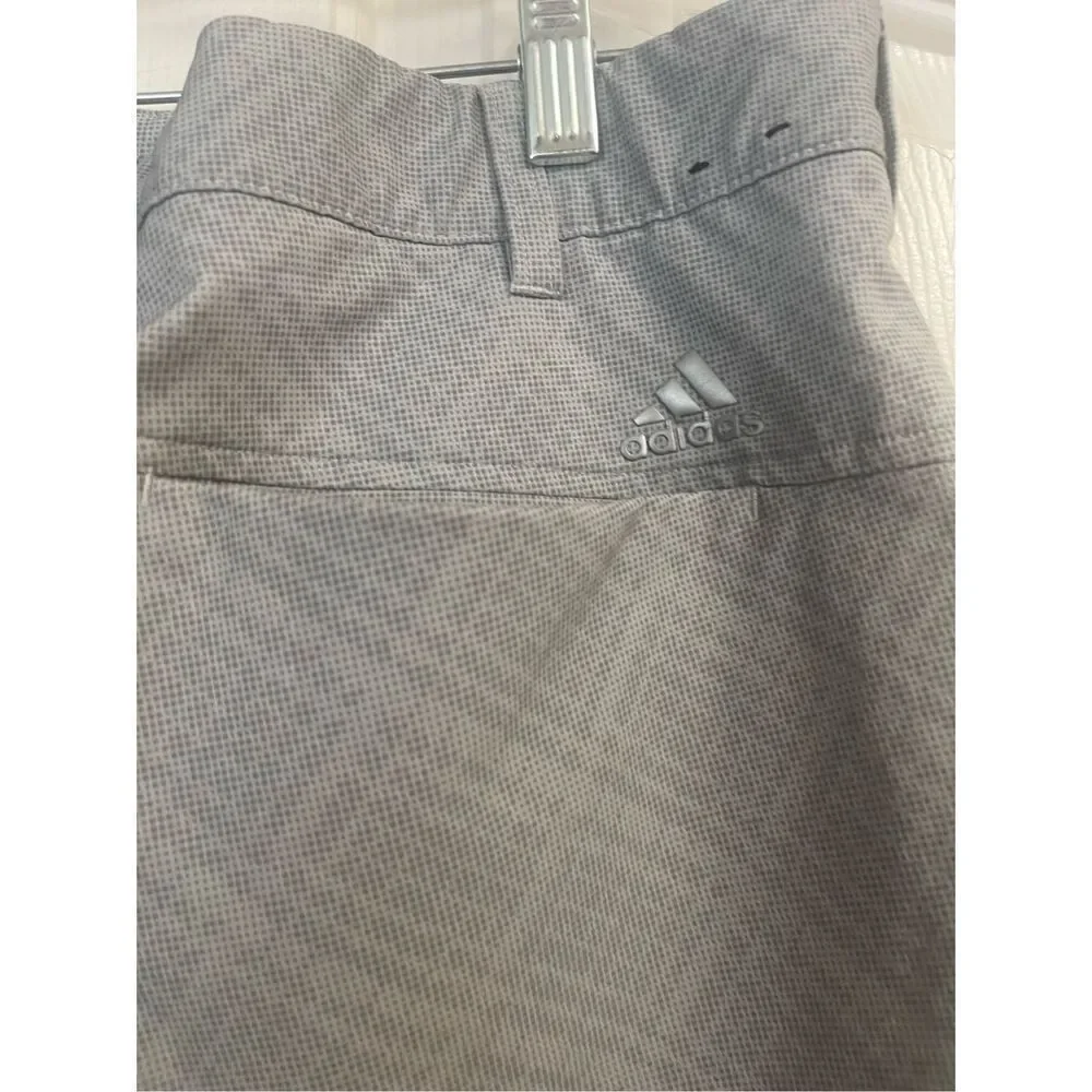 Adidas Men's Beige Check Pattern Relaxed Golf Khaki Pants Size 32 X 32